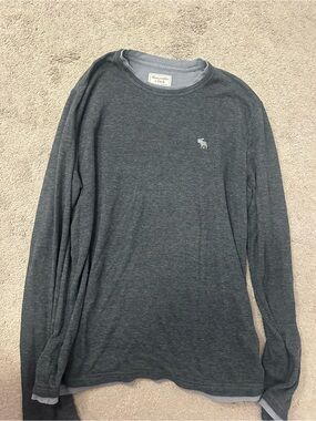 Abercrombie & Fitch Men’s Long-Sleeve Crewneck Shirt - Charcoal